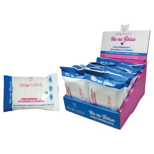 LENÇO DEMAQUILANTE MIA MAKE VAI NA BOLSA -COLÁGENO + VITAMINA C 4 EM 1