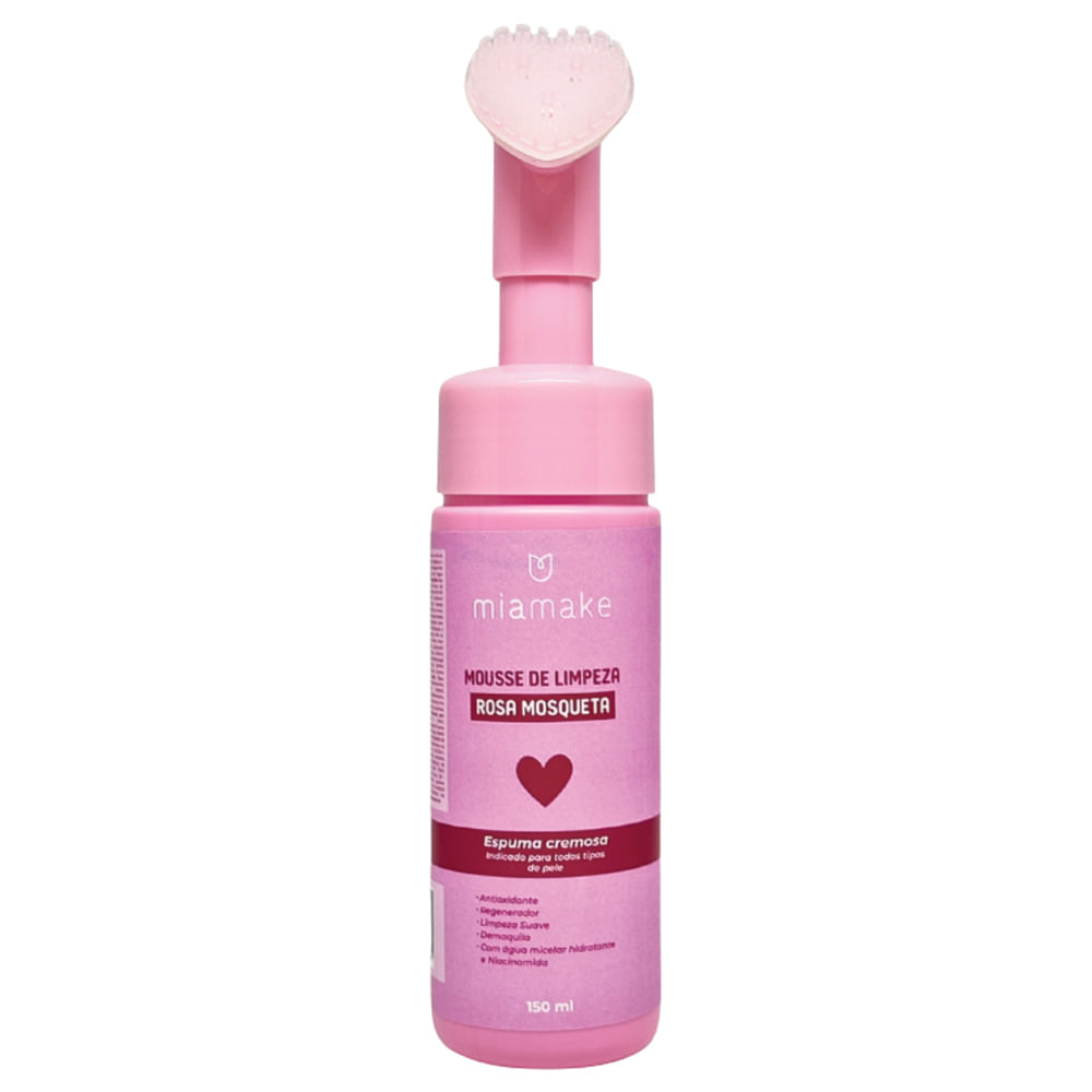 SABONETE MOUSSE MIA MAKE CORAÇÃO ROSA MOSQUETA
