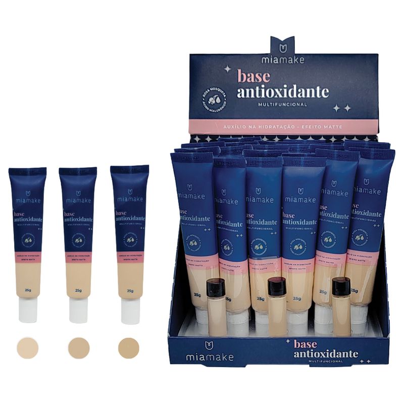 DISPLAY-BASE-LIQUIDA--ANTIOXIDANTE-MIA-MAKE---COR-CLARA-COM-24-UNIDADES