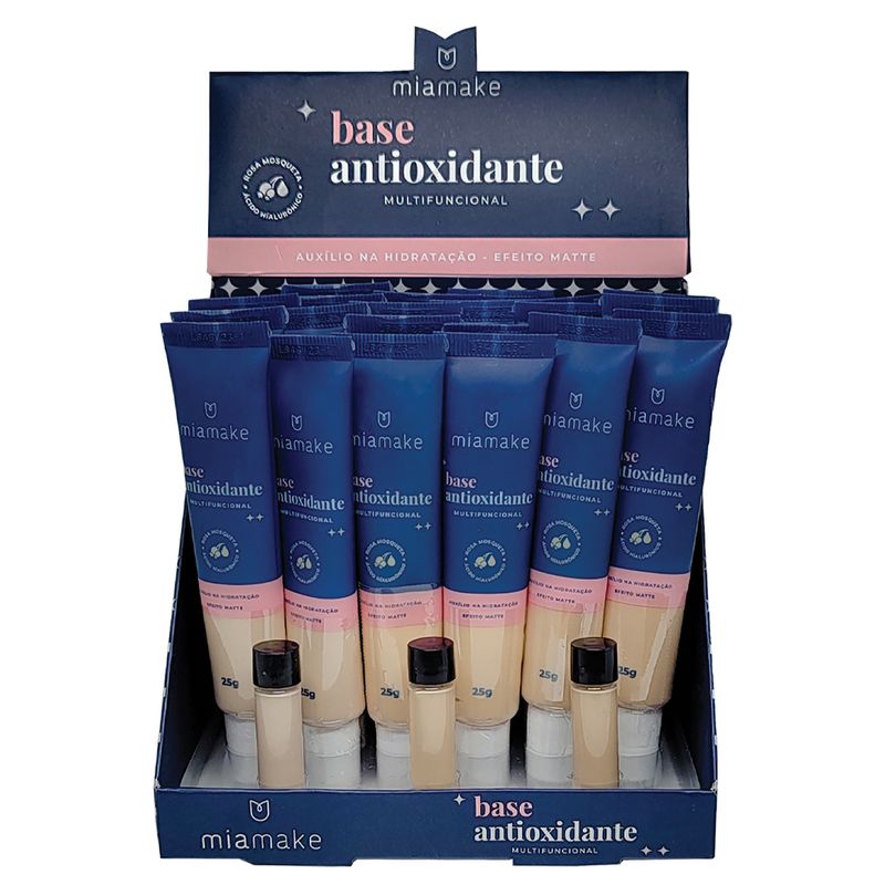 DISPLAY-BASE-LIQUIDA--ANTIOXIDANTE-MIA-MAKE---COR-CLARA-COM-24-UNIDADES