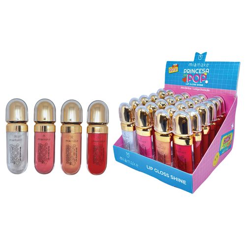 DISPLAY LIP GLOSS SHINE PRINCESA DO POP MIA MAKE COM 24 UNIDADES