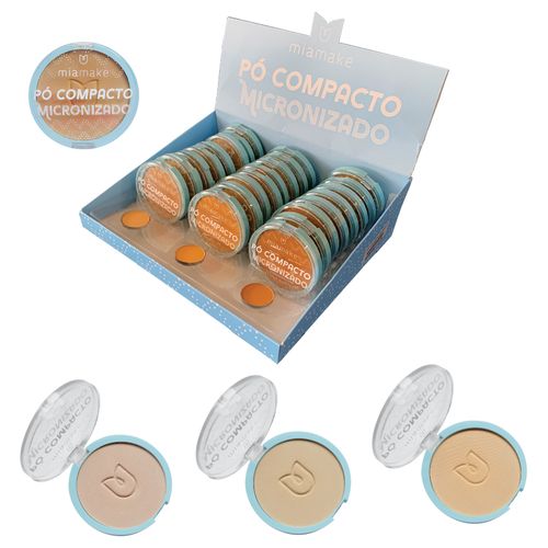 DISPLAY PÓ COMPACTO MICRONIZADO - COR CLARA MIA MAKE COM 24 UNIDADES