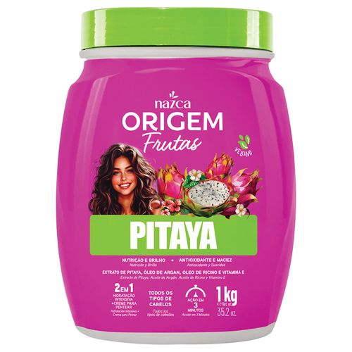 CREME DE HIDRATAÇÃO + CREME DE PENTEAR NAZCA ORIGEM 2EM1 PITAYA 1KG