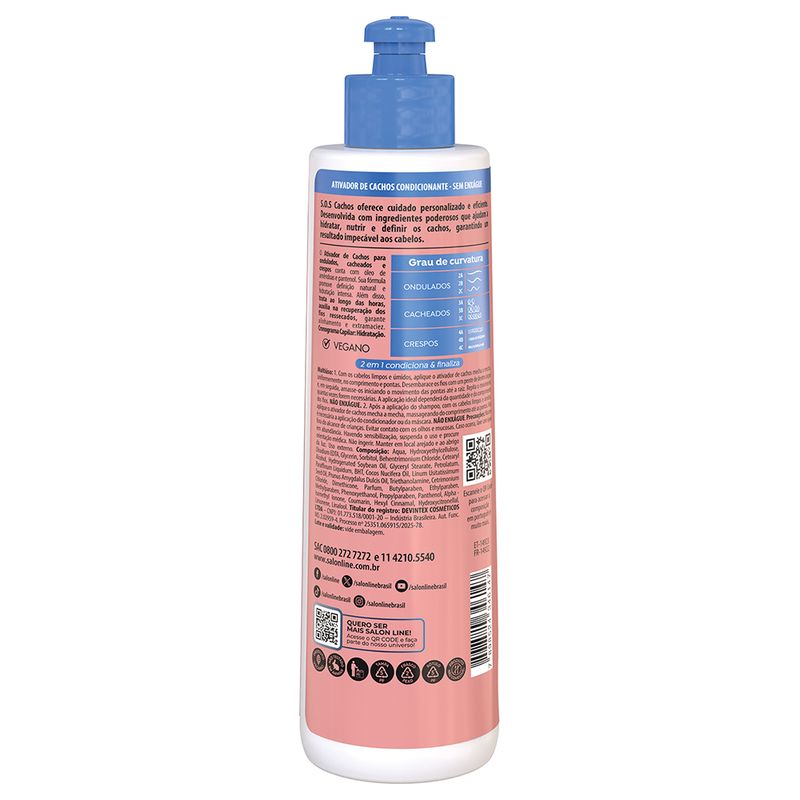 Ativador De Cachos Salon Line Sos Cachos - Leves 300ml