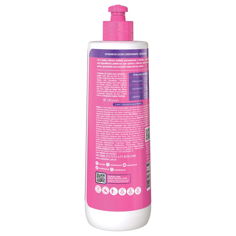 Ativador De Cachos Salon Line Sos Cachos Super Oleos 500ml