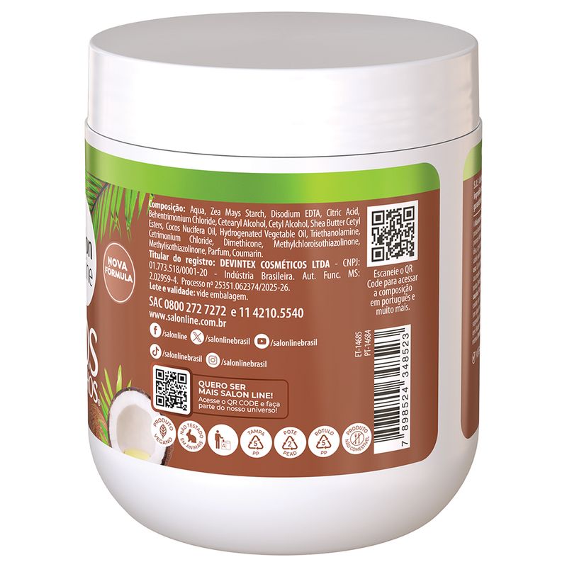 Mascara De Hidratacao Salon Line Sos Cachos Coco 500g