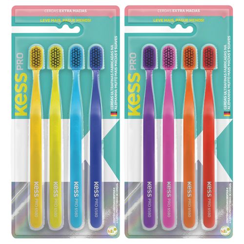 Escova de Dente Kess Pro Extra Macia Com 4 Unidades