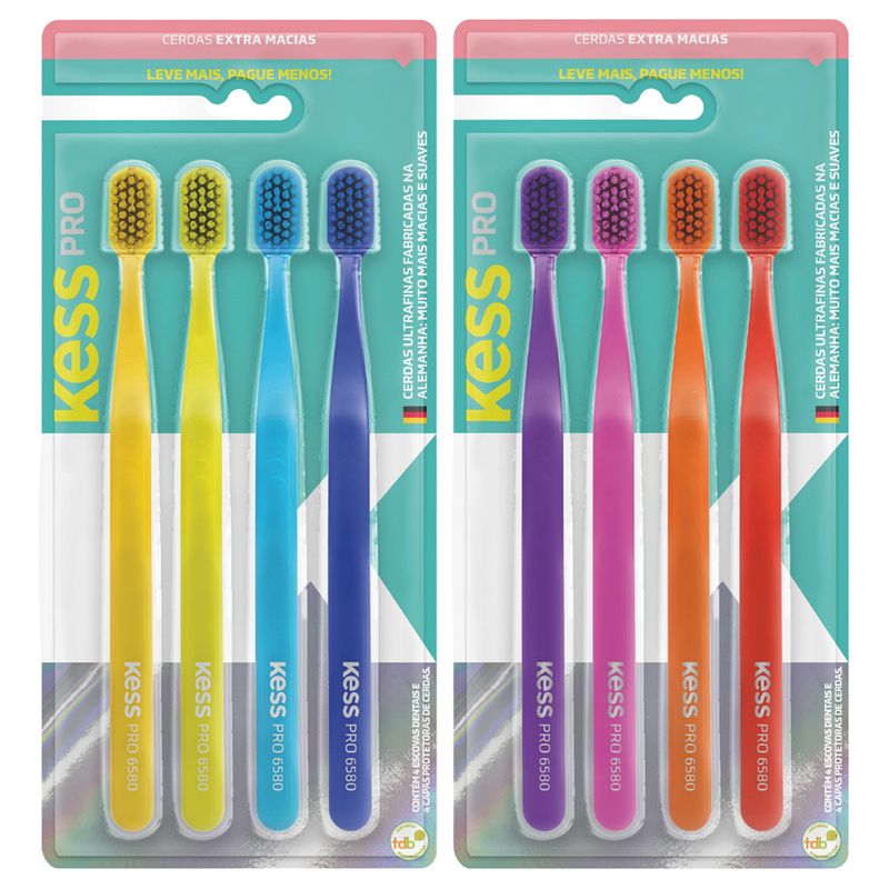 Escova de Dente Kess Pro Extra Macia Com 4 Unidades