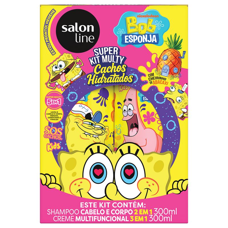 Kit Salon Line S-O-S Mult Bob Esponja -Shampoo 2em1 - Creme Multifuncional 3em1-