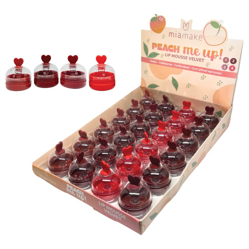 DISPLAY LIP MOUSSE VELVET PEACH ME UP- 24 UNIDADES MIA MAKE