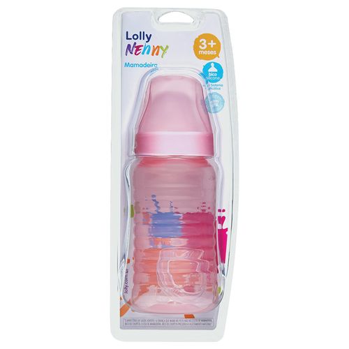 Mamadeira Lolly Baby Big Clean 340ml Bico Ortodôntico Rosa Blister