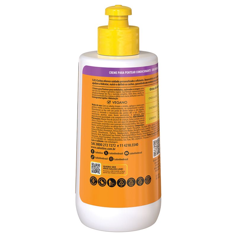Creme Para Pentear Salon Line Sos Cachos Oleo De Manga 300ml