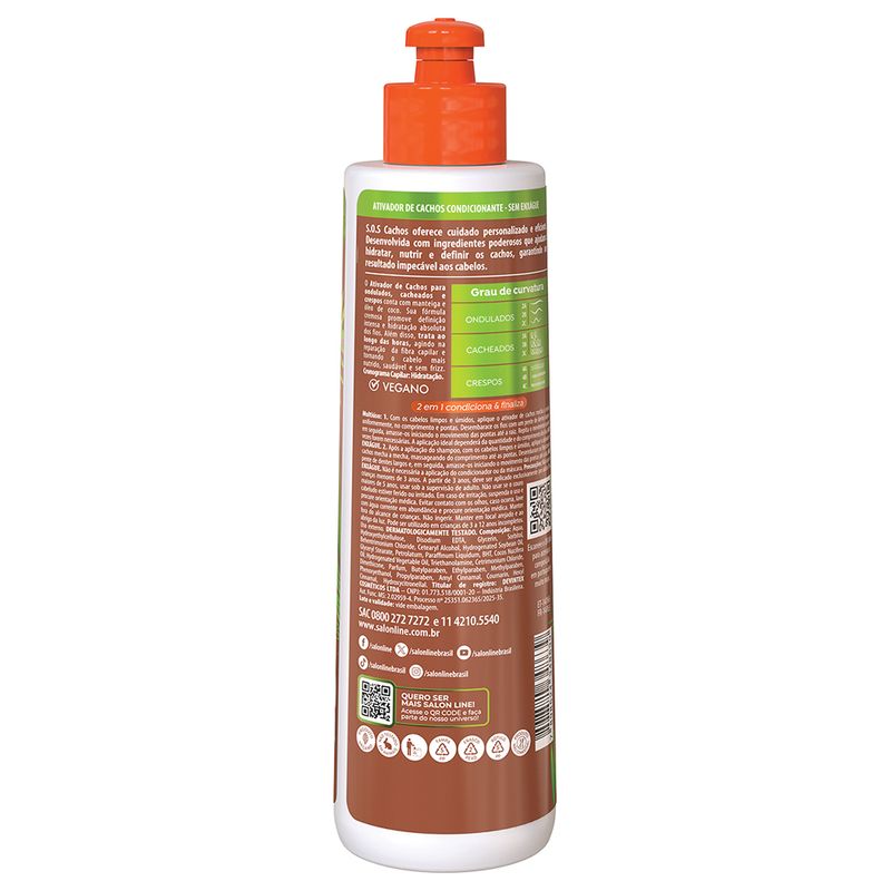 Ativador De Cachos Salon Line Sos Cachos Coco 300ml