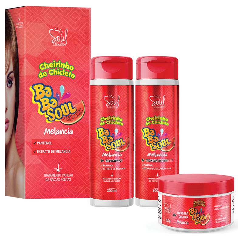 Kit Babasoul Melancia -Shampoo- Condicionador- Mascara de Hidratacao-