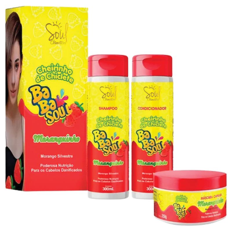 Kit Babasoul Moranguinho -Shampoo-Condicionador-Mascara-