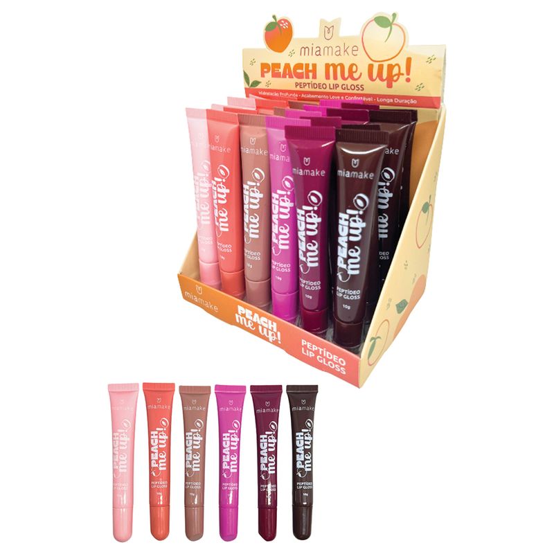 Display Peptidio Lip Gloss Mia Make Peach Me Up Com 24 Unidades