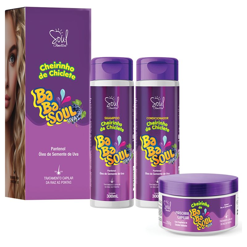 KIT BABASOUL UVA -SHAMPOO-CONDICIONADOR-MASCARA-