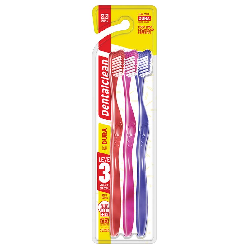 Escova Dental Basic Color Dentalclean - Dura L3p2