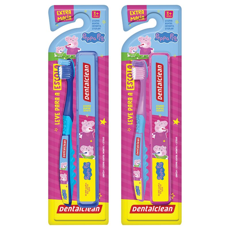 Escova Dental Infantil Dentalclean Peppa Escolar Extra Macia