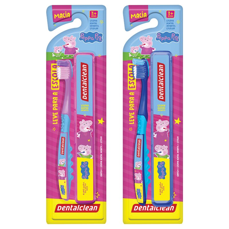 Escova Dental Infantil Dentalclean Peppa Escolar Macia