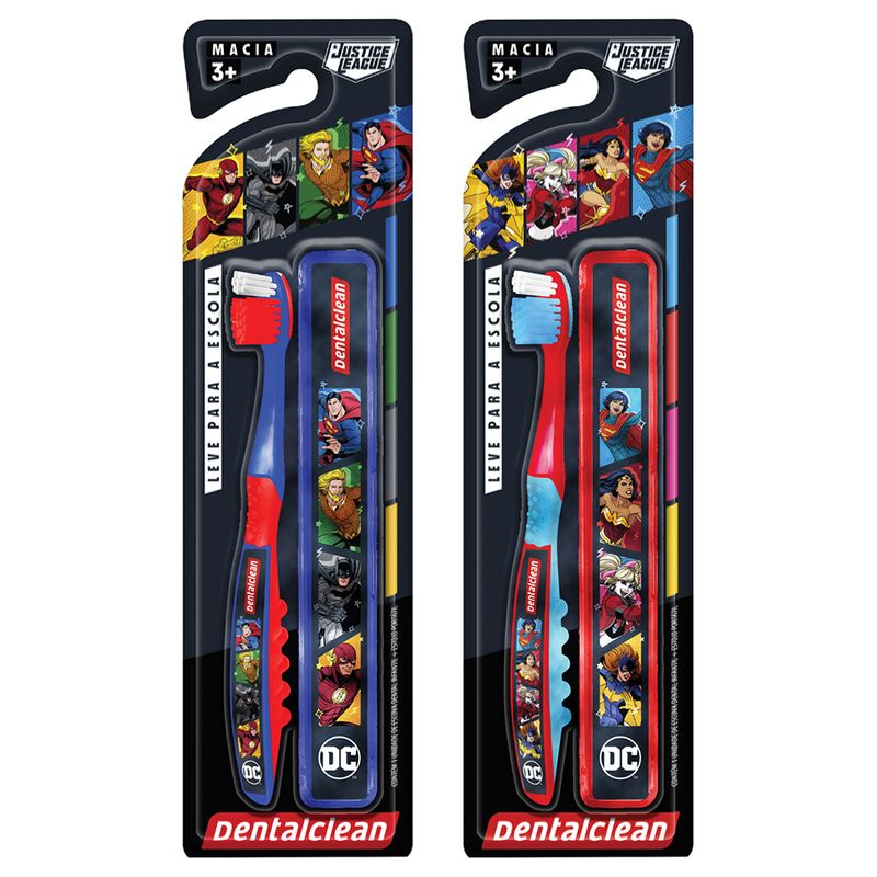 Escova Dental Infantil Dentalclean Liga Da Justica Escolar Macia