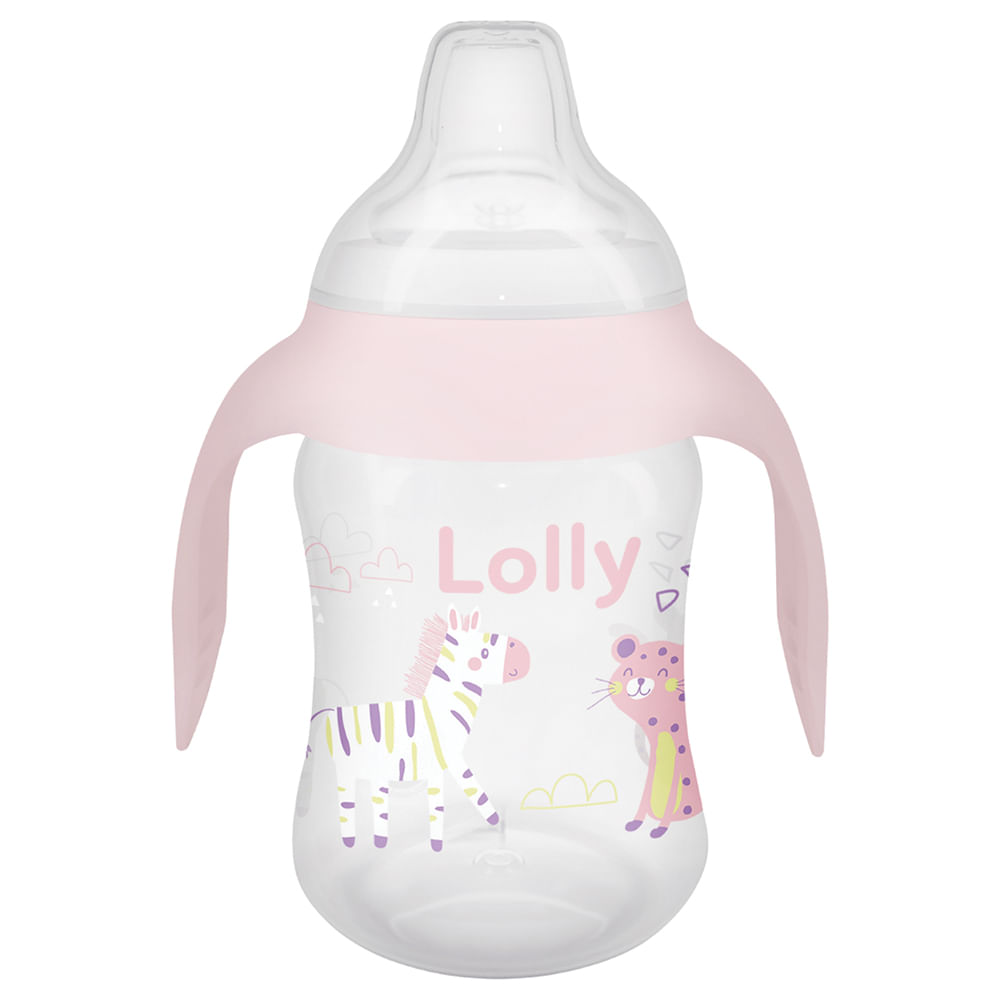 Copo Lolly Baby Com Alça Clean Rosa 250ml Blister