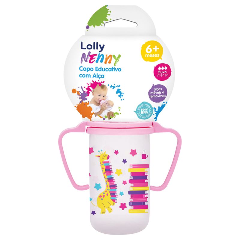 Copo Educativo Lolly Baby Tip 150ml Rosa Com Alca