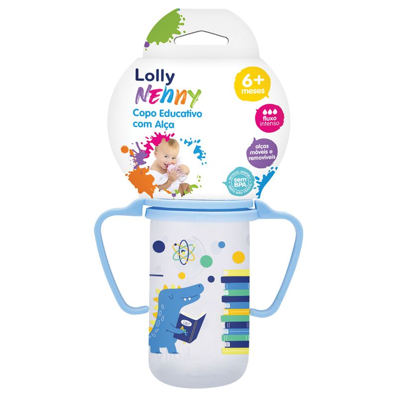 Copo Educativo Lolly Baby Tip 150ml Azul Com Alca