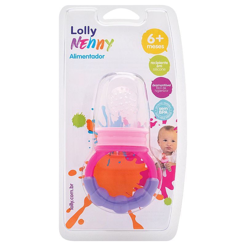 Alimentador Infantil Lolly Baby Silicone Rosa Blister
