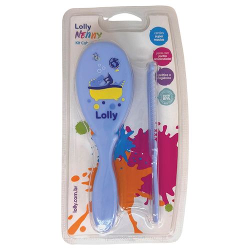 Kit Cabelo Lolly Baby Tip Saquinho (Escova E Pente) Azul