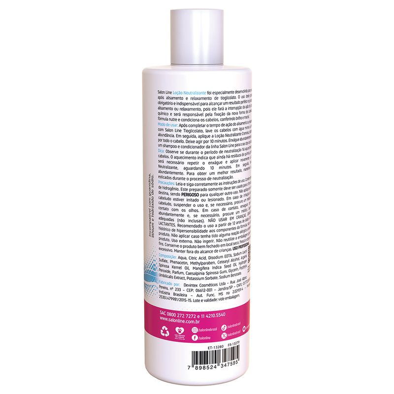 LOCAO NEUTRALIZANTE CREMOSA SALON LINE 480ML