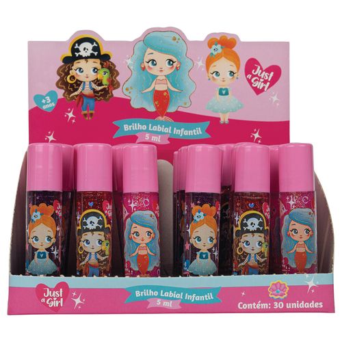 Brilho Labial Infantil Just A Girl Display c/ 30 Unidades