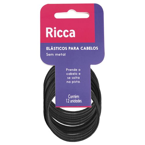 Elástico Para Cabelo Ricca Sem Metal 2mm Com 12 Unidades - 890