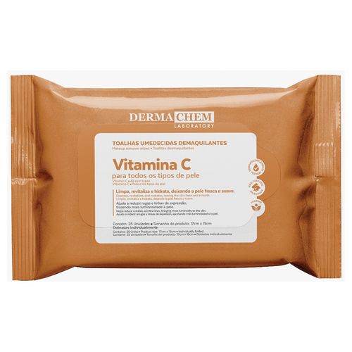 Lenço Demaquilante Dermachem Vitamina C Com 25 Unidades