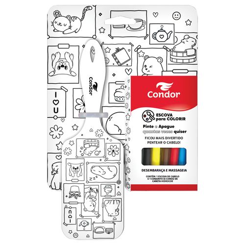 ESCOVA DE CABELO RAQUETE CONDOR 6893 PARA COLORIR C/ CANETINHA