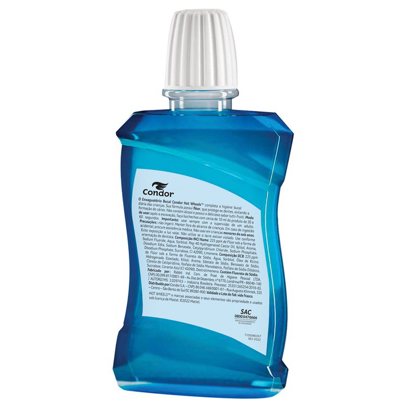Enxaguante Bucal Infantil Condor 4503 Hot Wheels 250ml