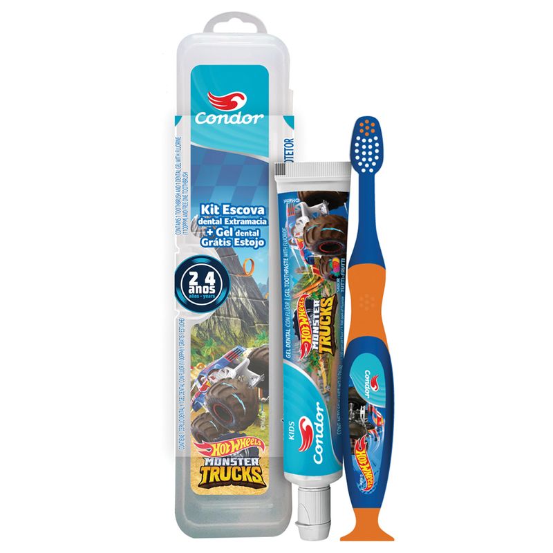 Estojo Infantil Condor Hot Wheels 8367 -Escova Dental - Gel Dental 50g- Kids