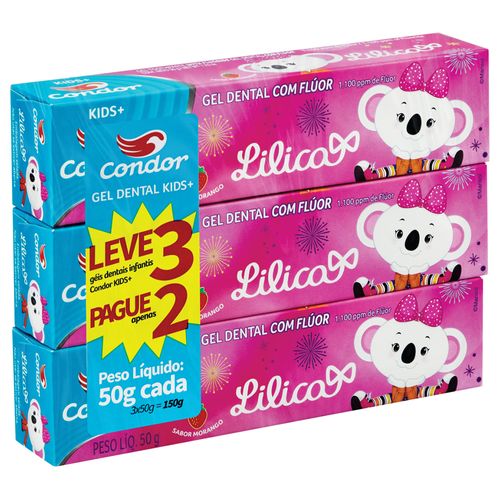 Gel Dental Infantil Kids+ Leve 3 Pague 2 Lilica Ripilica com Flúor 50g - 8211