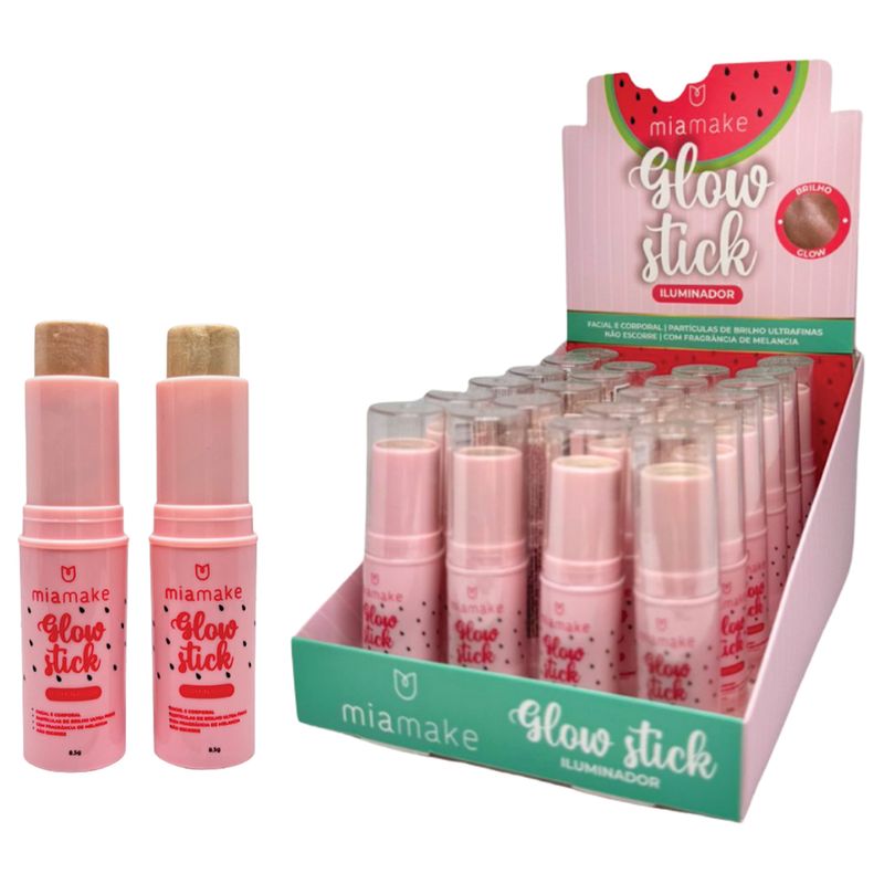DIAPLAY GLOW STICK ILUMINADOR MIA MAKE MELANCIA COM 24 UNIDADES