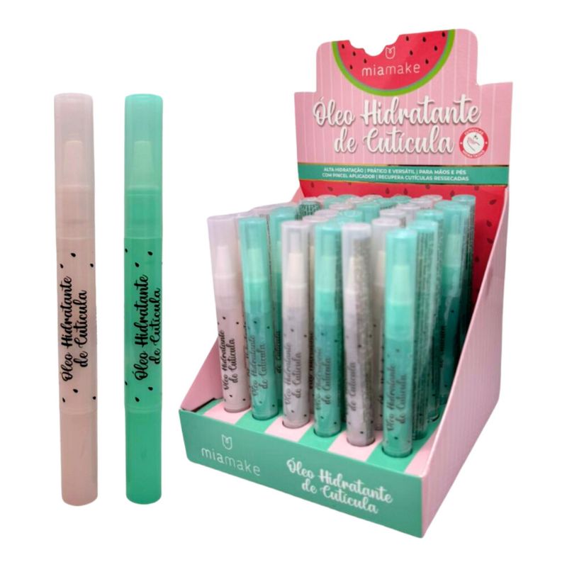 DISPLAY OLEO HIDRIDRATANTE DE CUTICULA MIA MAKE MELANCIA COM 36 UNIDADES