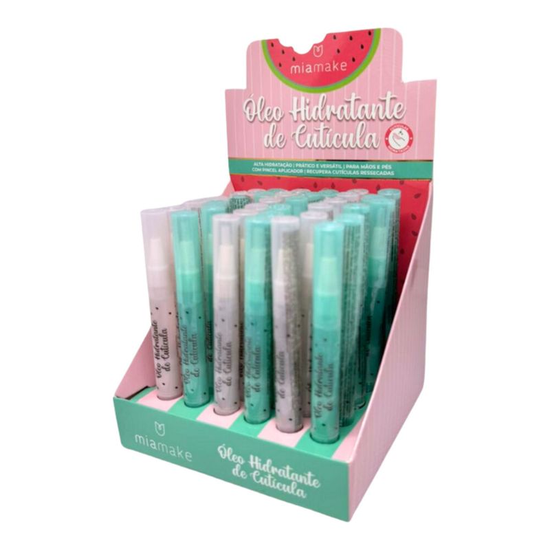 DISPLAY OLEO HIDRIDRATANTE DE CUTICULA MIA MAKE MELANCIA COM 36 UNIDADES