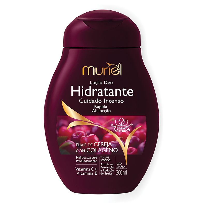 Locao Hidratante Corporal Muriel Cereja c- Colageno 200ml