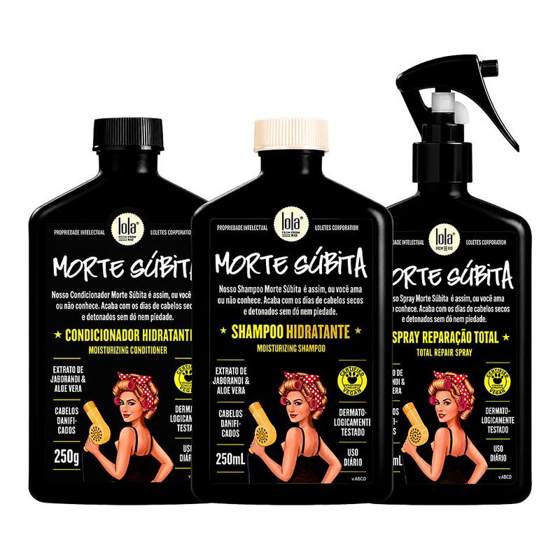 Kit Lola Morte Subita Operacao -Shampoo - Condicionador - Spray- 250ml