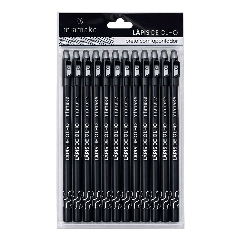 Lapis De Olho Mia Make Preto Com  Apontador 12 Unidades