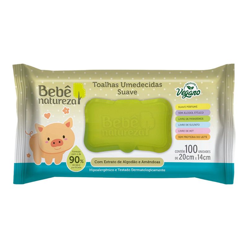 Toalha Umedecida Bebe Natureza Suave 100 Unidades