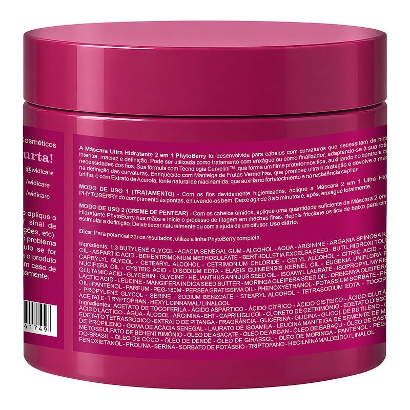 Mascara 2 em 1 Widi Care PhytoBerry Ultra Hidratante 500g
