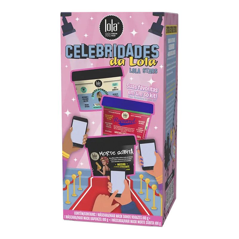 Kit Mascaras Capilares Lola Celebridades -Danos Vorazes - Rapunzel - Morte Subita- 100g